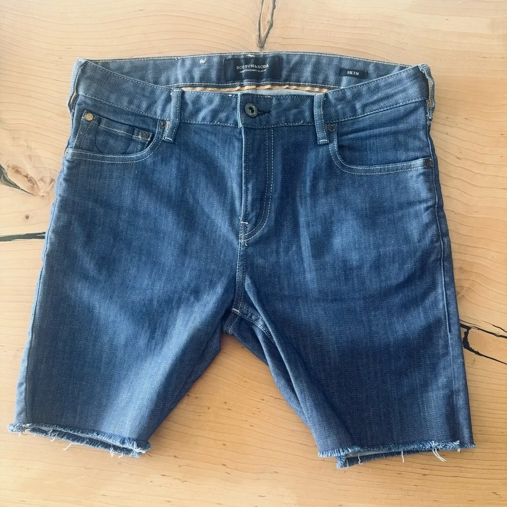 SCOTCH & SODA SKIM SKINNY MEN'S CUT OFF DENIM JEAN SHORTS SIZE 31/32